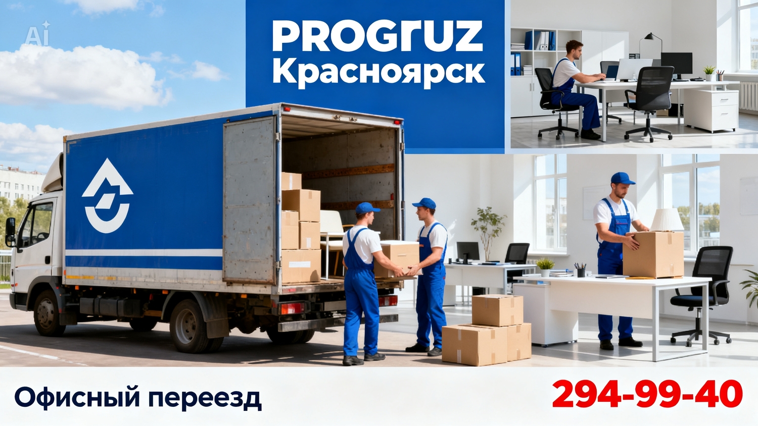 Заказать офисный переезд в Красноярске - телефон 294-99-40 Офисный переезд в Красноярске под ключ с ПРО-груз